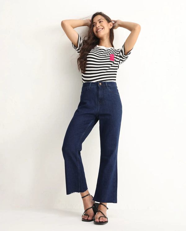 Rareism Women Winona Dark Blue Cotton Elastane Fabric Plain Jeans