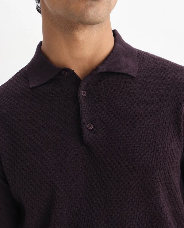 Rare Rabbit Men Xas Dark Brown Short Sleeve Collared Neck Plain Polo