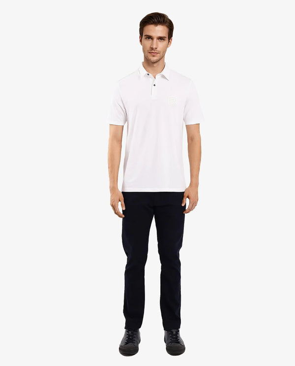 Rare Rabbit Men Yobo White Short Sleeve Collared Neck Button Closure Plain Polo