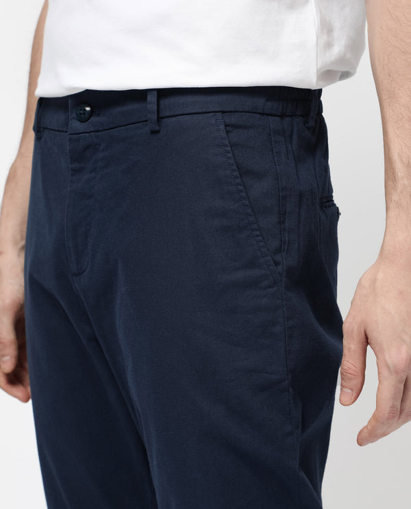 Rare Rabbit Mens Zade Navy Cotton Fabric Hem With Zipper Regular Fit Solid Trouser