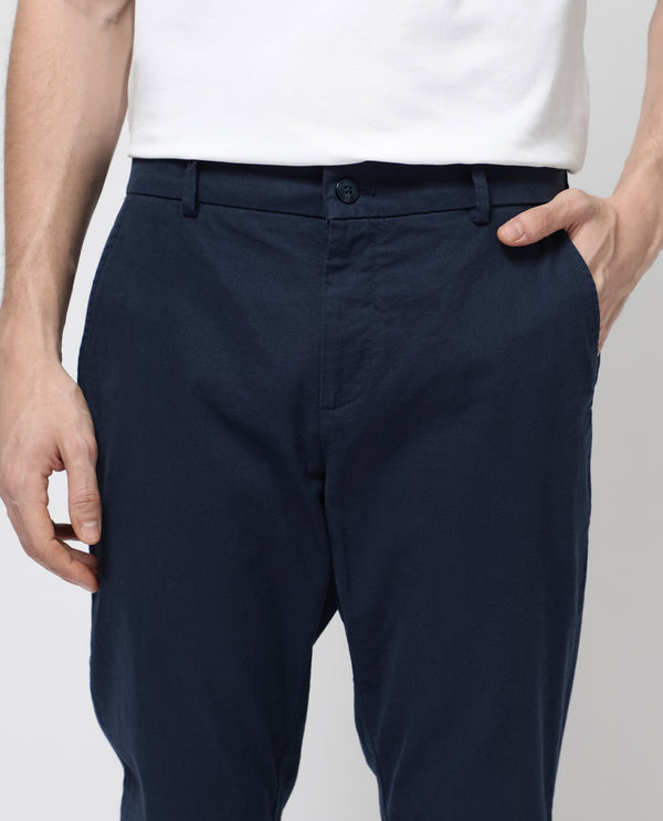 Rare Rabbit Mens Zade Navy Cotton Fabric Hem With Zipper Regular Fit Solid Trouser