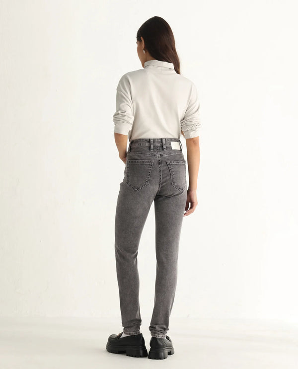 Rareism Women Zingal Grey Cotton Polyester Fabric Plain Jeans