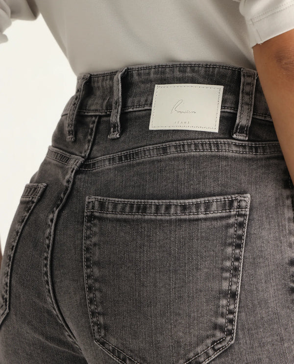 Rareism Women Zingal Grey Cotton Polyester Fabric Plain Jeans